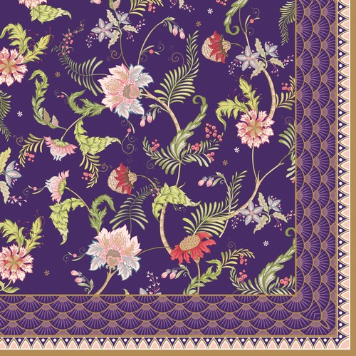 20 Servietten Magie D´orient - Folk Blumenmuster blau 33x33cm