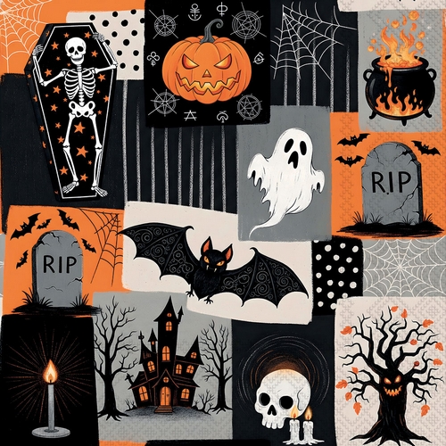 20 Servietten Creepy Halloween - Gruselige Halloweenmuster 33x33cm