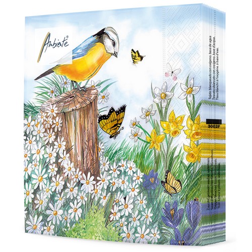 20 Servietten Bird Watching - Vogel beobachtet Frühlingsgeschehen 33x33cm