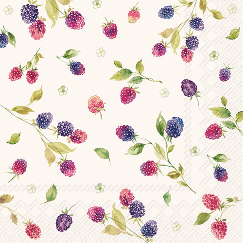 20 Servietten Berrylicious cream - Gemischte Beeren 33x33cm