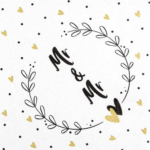 20 Servietten Mr & Mr - Mr & Mr im Kranz 33x33cm