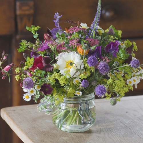 20 Servietten Blooming vase - Echter Blumenstrauß lila 33x33cm