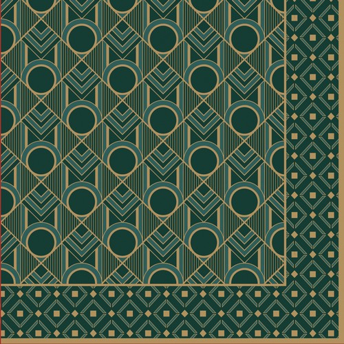 20 Servietten Charleston - Geometrie schwarz-grün 33x33cm