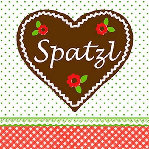 20 Servietten Spatzl - Lebkuchenherz für Spatzl 33x33cm