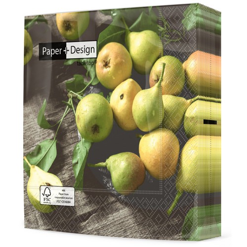 20 Servietten Rustic Pears - Rustikale Birnen 33x33cm
