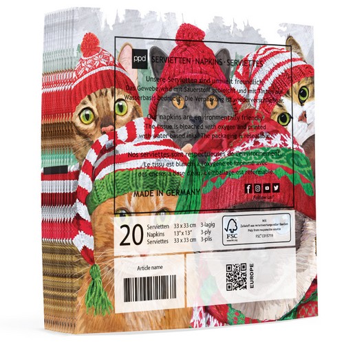 20 Servietten Cat Usie - Katzenwelt in Winterkleidung 33x33cm