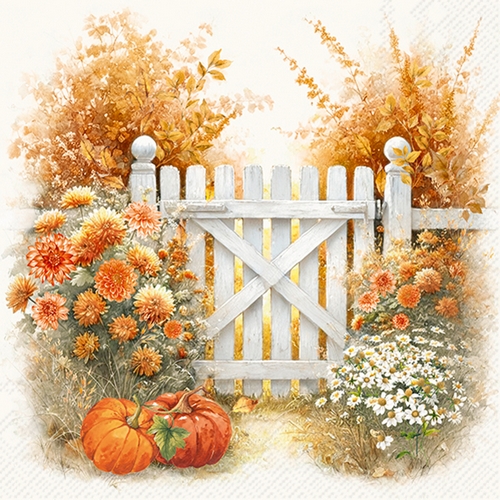20 Servietten Autumn Garden cream - Der Weg zum Herbstgarten 33x33cm
