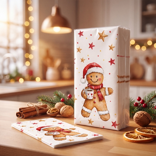 2x 10 Taschentücher Cocoa and Cookie - Lebkuchenfigur mit Kakao