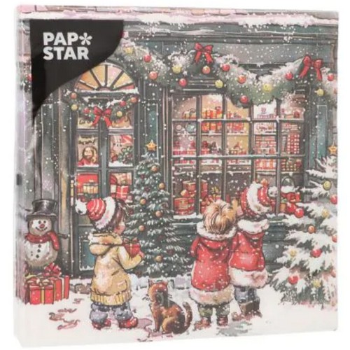 20 Servietten It looks like Christmas - Kinder am Weihnachtsschaufenster 33x33cm