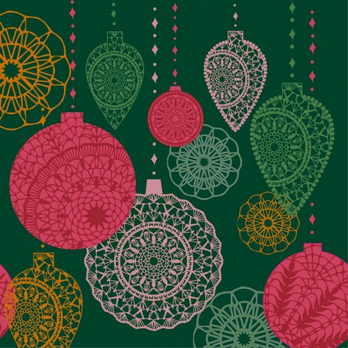 20 Servietten Opulent baubles - Strukturierter Weihnachtsschmuck 33x33cm