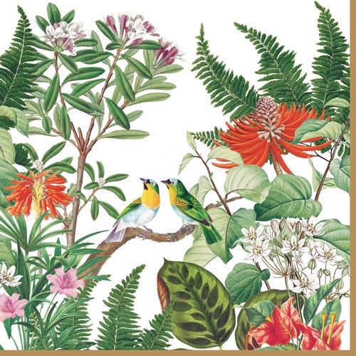 20 Servietten Exotica - Buntes Vogelpaar im Dschungel 33x33cm
