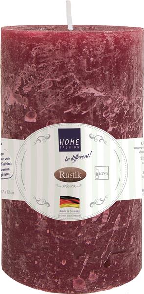 Kerze Stumpen Rustik bordeaux Ø 7cm, Höhe 12cm