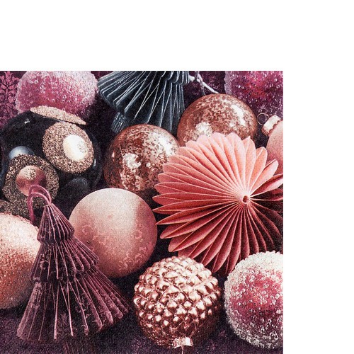 20 kleine Cocktailservietten Mauve Baubles - Weihnachtsschmuck modern 25x25cm