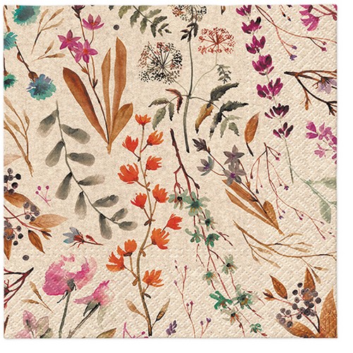 20 Servietten Recycling Papier We care Floral Bouquet - Blättersammlung aus dem Wald 33x33cm