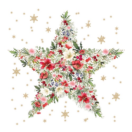 20 Servietten Beautiful Christmas Star - Festlicher Natur-Stern 33x33cm