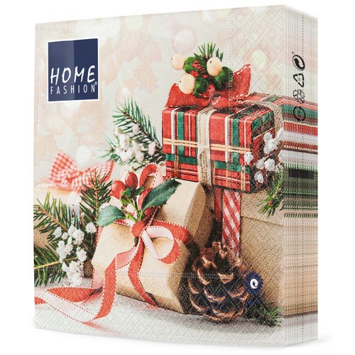 20 Servietten Christmas Gifts - Dekorierte Weihnachtsgeschenke 33x33cm