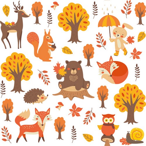 20 Servietten Woodland Animals - Waldtiere am Herbsttag 33x33cm