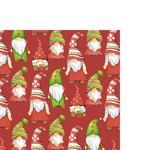 20 kleine Cocktailservietten Santa Time repeat - Gnome in einer Reihe 25x25cm