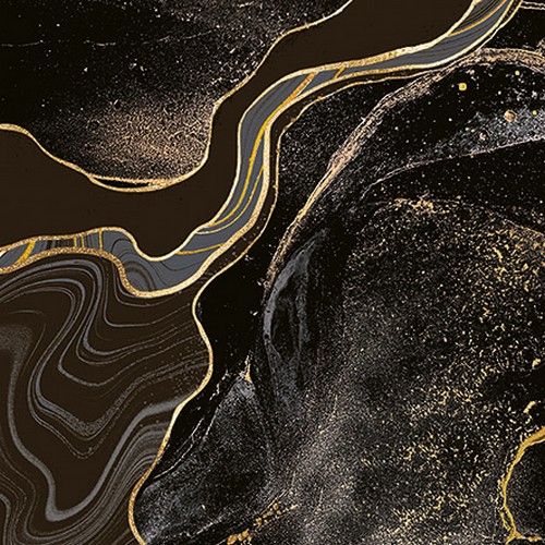 20 Servietten Marble black - Marmor schwarz-gold 33x33cm