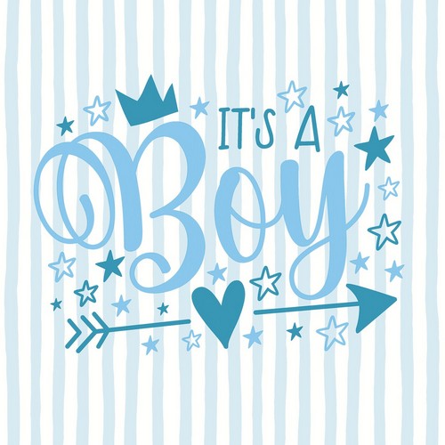 20 Servietten Boy - Es ist ein Junge blau 33x33cm