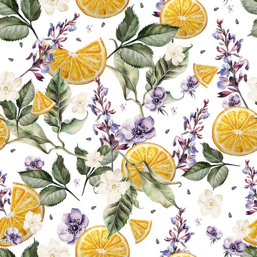 20 Servietten Scent of Lemons - Zitronen an Blätter und Blumen 33x33cm