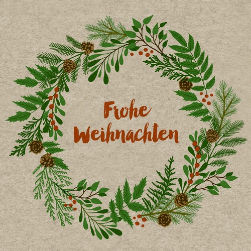 25 Servietten nachhaltig Weihnachtskranz - Frohe Weihnachten im Weihnachtskranz 33x33cm