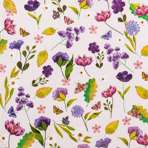 20 Servietten Late Summer - Verstreute Blüten und Blätter 33x33cm