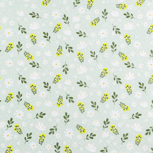 20 Servietten Petites Fleurs mint - Zierliche Blüten mint 33x33cm