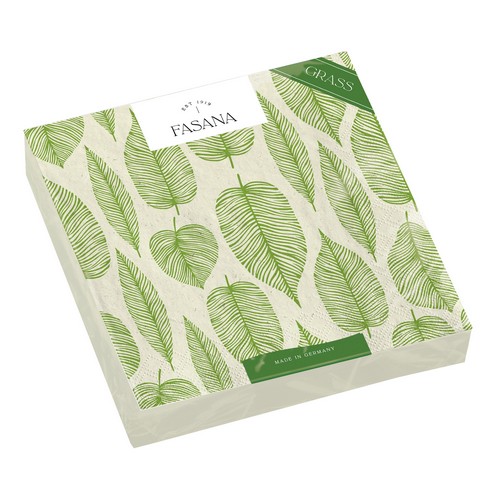 20 Servietten nachhaltig Gras Green Leaves - Nachhaltige Blätter 33x33cm