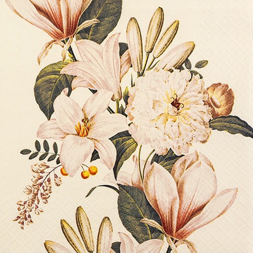 20 Servietten Vintage Flowers - Blumenstrang Vintage 33x33cm