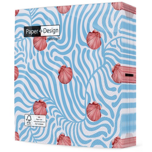 20 Servietten Coral Cove - Ranken und Muscheln 33x33cm