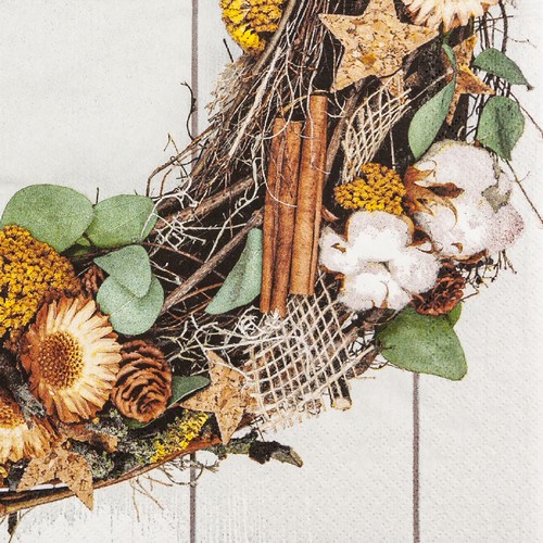 20 Servietten nachhaltig Country Wreath - Ländlicher Winterkranz 33x33cm