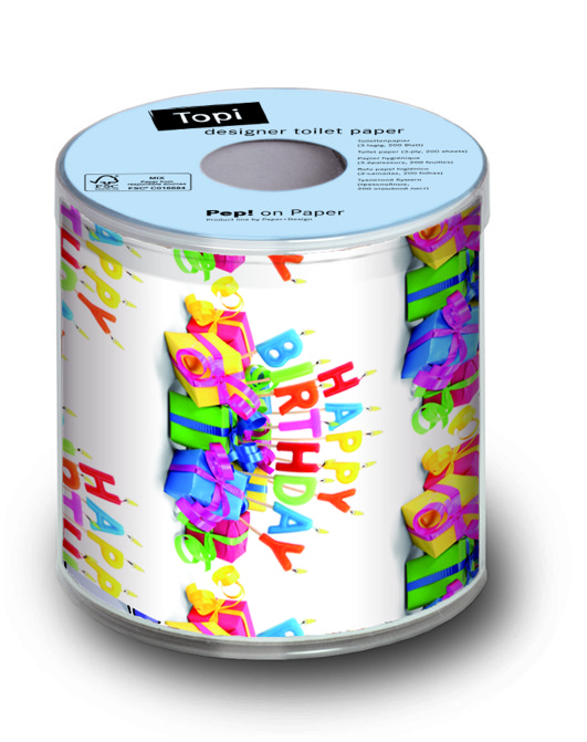 Toilettenpapier Rolle bedruckt Happy B-day