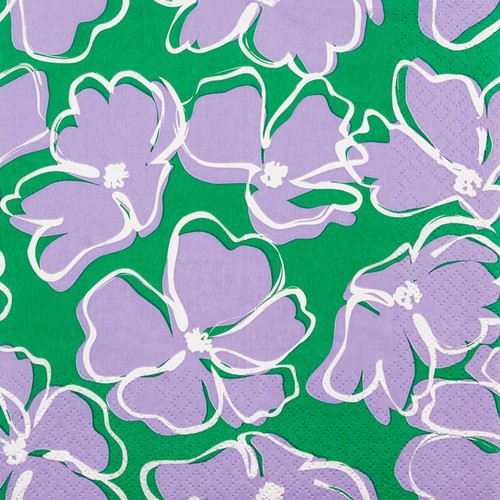 20 Servietten Floretta - Fliegende Blüten flieder-grün 33x33cm