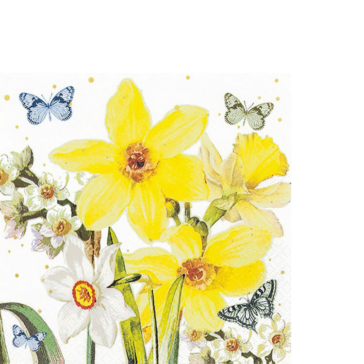 20 kleine Cocktailservietten Watercolor Narcissus - Narzissen in voller Blüte 25x25cm