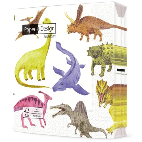 20 Servietten Dino Land - Einzelne Dinosaurier 33x33cm