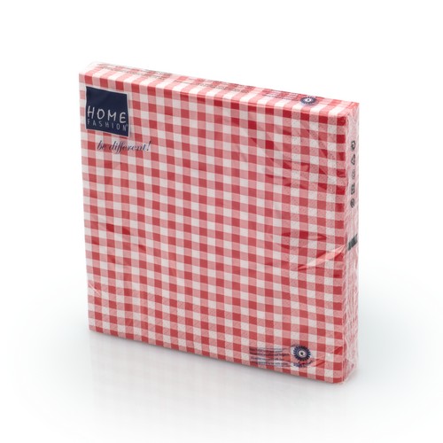 20 Servietten Karo rot 33x33cm