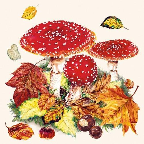 20 Servietten Fly Agaric – Fliegenpilze mitten im Herbst 33x33cm