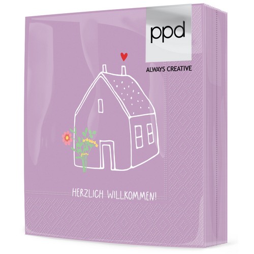 20 Servietten Herzlich Willkommen - Willkommen im Haus 33x33cm