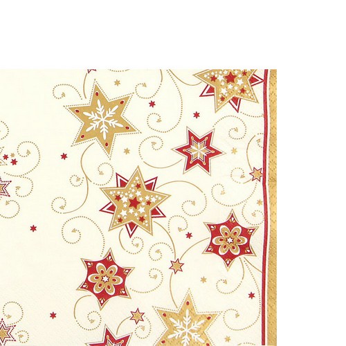 20 Cocktailservietten Stars & Swirls gold - Sterne & Wirbel gold 25x25cm