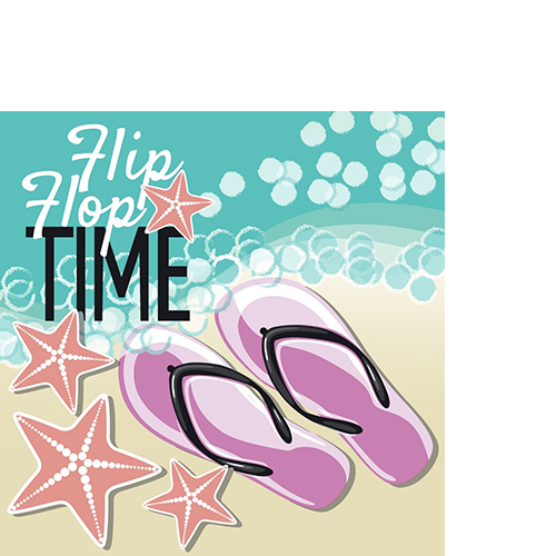 20 kleine Cocktailservietten Flip Flop - Flip Flops am Strand 25x25cm