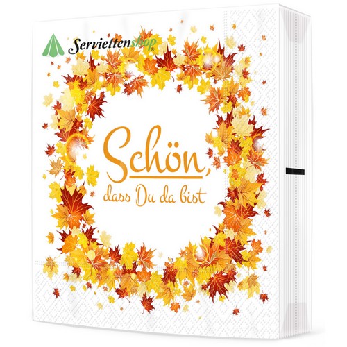 20 Servietten Schön in Autumn Leaves - Schön im Herbstkranz 33x33cm