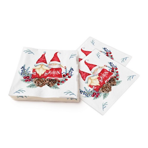 20 Servietten Tomte couple - Paar von Winterzwerge 33x33cm