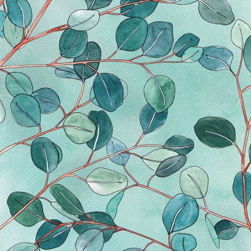 20 Servietten Eucalyptus - Eukalyptuszweige auf grün  33x33cm