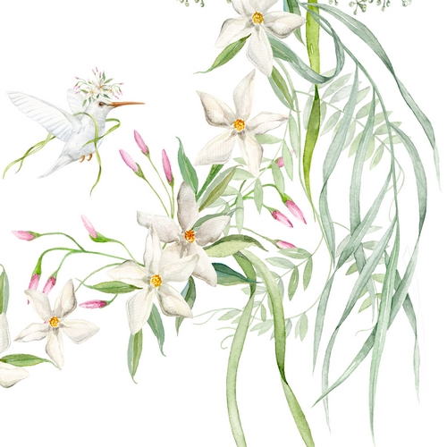 20 Servietten Blessing - Weiße Blüten an sanften Ranken 33x33cm