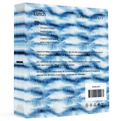 20 Servietten High tide - Einfaches Wellenmuster 33x33cm
