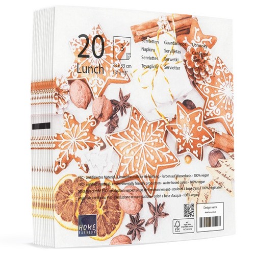 20 Servietten Cookie Selection - Auswahl an Weihnachtsplätzchen 33x33cm