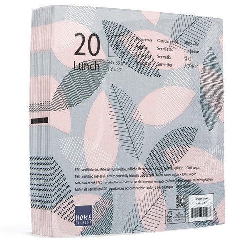 RP 20 Servietten Scattered Leaves nude - Verstreute Blätter soft 33x33cm