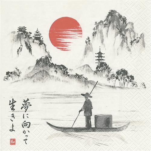 20 Servietten Japanese Boat - Japanischer Bootsfahrer 33x33cm