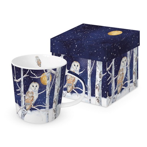 Tasse aus Porzellan Winter Owl - Eule im Mondschein 0,4L, Höhe 9,7cm